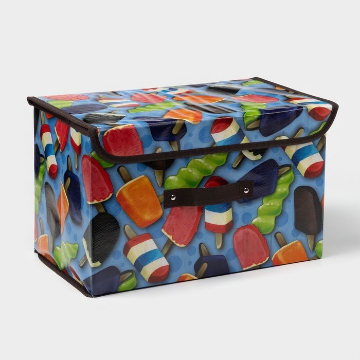 Короб стеллажный для хранения с крышкой «Эскимо», 38,5×25×24,5 см, цвет синий Короб стеллажный для хранения с крышкой «Эскимо», 38,5×25×24,5 см, цвет синий