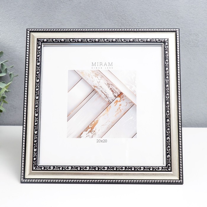 Фоторамка пластик Фоторамка пластик "МИРАМ" 20х20 см серебро (пластиковый экран)