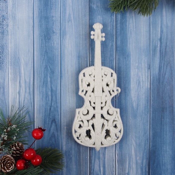 Украшение ёлочное Украшение ёлочное "Виолончель" 17х7 см, белый