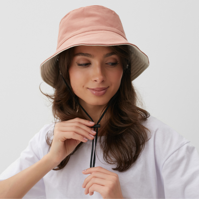 Панама двусторонняя MINAKU, цвет розовый/молочный, размер 56 Панама двусторонняя MINAKU, цвет розовый/молочный, размер 56