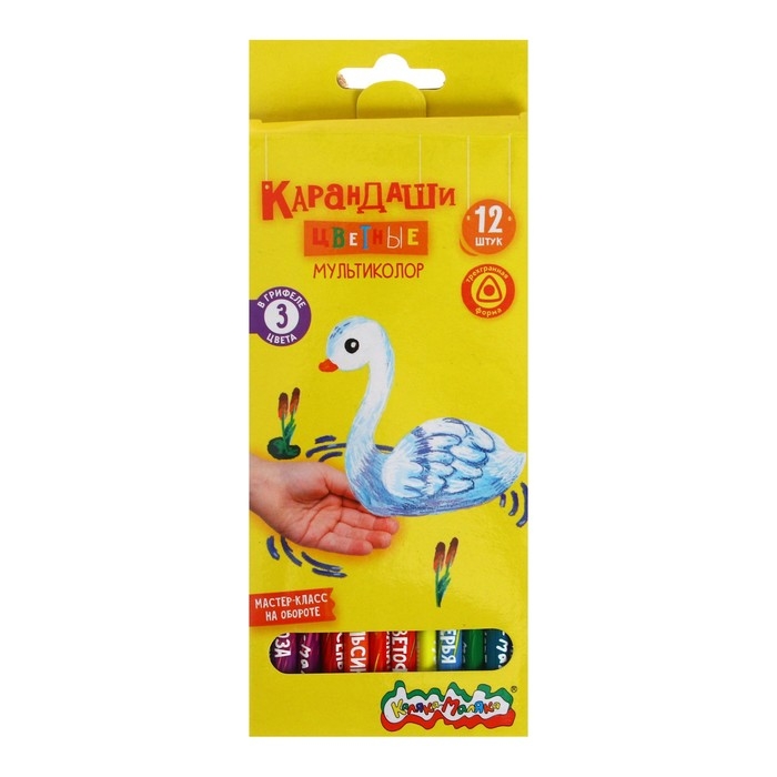 Карандаши 12 цветов Каляка-Маляка Карандаши 12 цветов Каляка-Маляка "Мультиколор", 3 цвета в грифеле