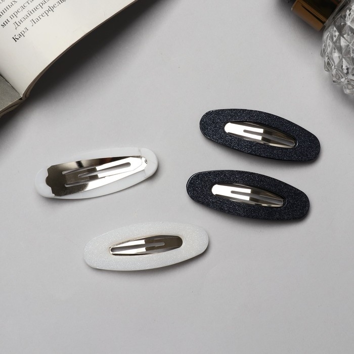 Невидимка для волос «Флоренс Невидимка для волос «Флоренс" (набор 4 шт) овал, 5 см, чёрно-белый