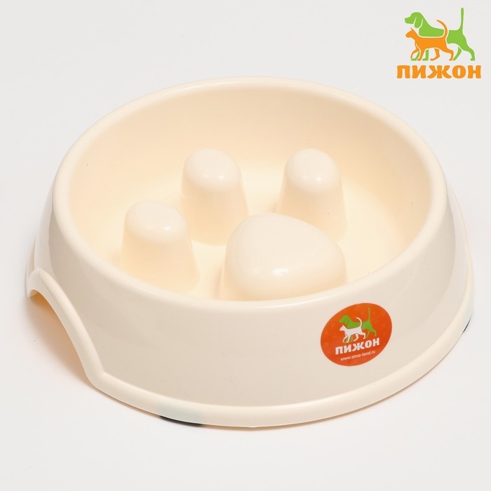 Миска для медленного кормления Миска для медленного кормления "Лапа", 22,5 х 23 х 6,5см, бежевая