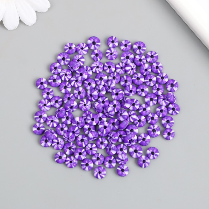 Бусины для творчества PVC Бусины для творчества PVC "Колечки. Фиолетово-белые полосы" набор 112 шт 0,7х0,7х0,3 см
