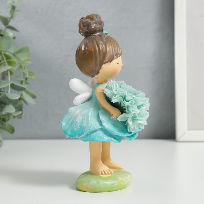 Сувенир полистоун Сувенир полистоун "Малышка-фея в голубом, с цветком" 15,5х8х8 см