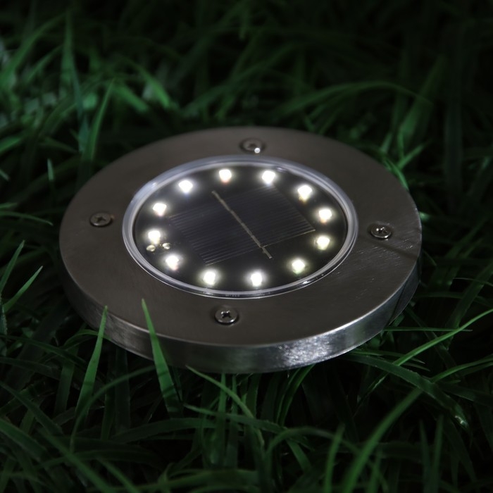 Садовый светильник на солнечной батарее, 11.5 × 13 × 11.5 см, 12 LED, свечение тёплое белое Садовый светильник на солнечной батарее, 11.5 × 13 × 11.5 см, 12 LED, свечение тёплое белое