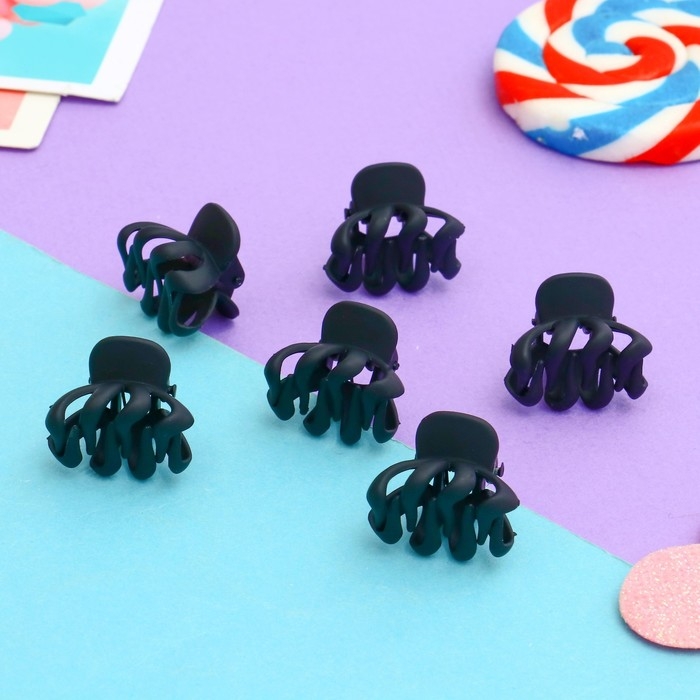 Краб для волос  Краб для волос "Ариэлла" (набор 6 шт) зубчики классика, 2 см, чёрный