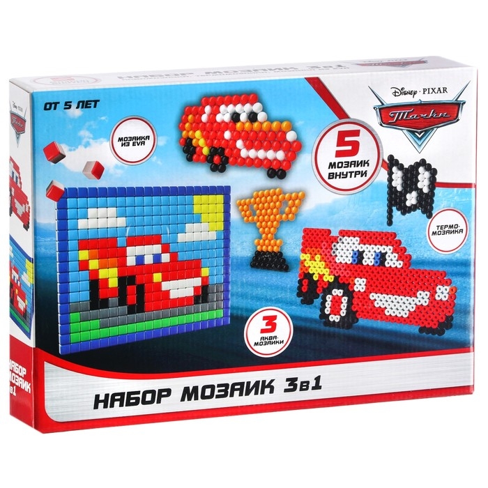 Набор мозаик 3 в 1 «Тачки», Авквамозайка, Темпомозайка и мозаика из EVA, 4+ Набор мозаик 3 в 1 «Тачки», Авквамозайка, Темпомозайка и мозаика из EVA, 4+