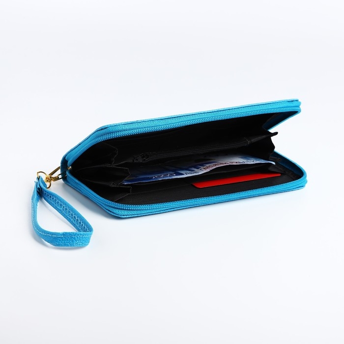 Кошелёк женский на молнии, цвет голубой Кошелёк женский на молнии, цвет голубой