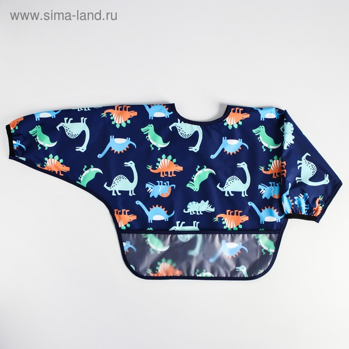 Нагрудник-рубашка для кормления «Динозавры» непромокаемый на липучке, с карманом Нагрудник-рубашка для кормления «Динозавры» непромокаемый на липучке, с карманом