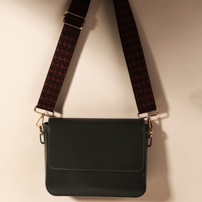 Ручка для сумки «Гусиная лапка», стропа, 135 ± 3 × 3,8 см, цвет коричневый/золотой Ручка для сумки «Гусиная лапка», стропа, 135 ± 3 × 3,8 см, цвет коричневый/золотой