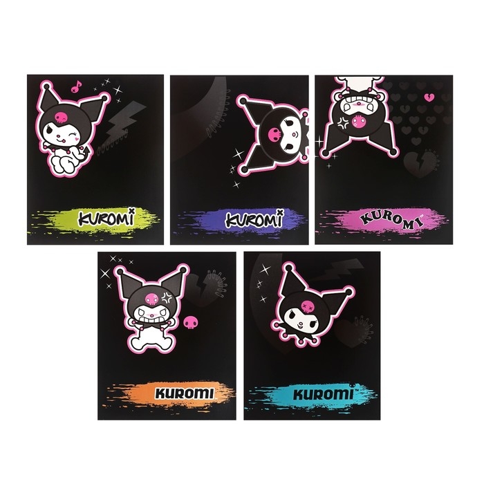 Тетрадь 48 листов в клетку Kuromi, обложка мелованный картон, тиснение фольгой, белизна 92%, блок 60 г/м2, МИКС Тетрадь 48 листов в клетку Kuromi, обложка мелованный картон, тиснение фольгой, белизна 92%, блок 60 г/м2, МИКС