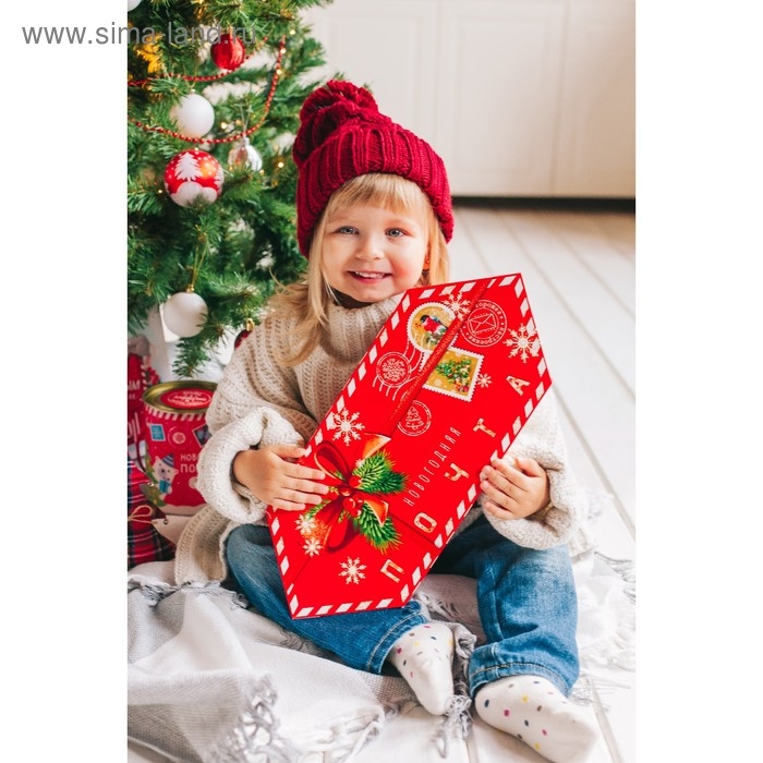 Подарочная коробка - конфета новогодняя складная «Новогодняя почта», 18 х 28 х 10 см, Новый год Подарочная коробка - конфета новогодняя складная «Новогодняя почта», 18 х 28 х 10 см, Новый год