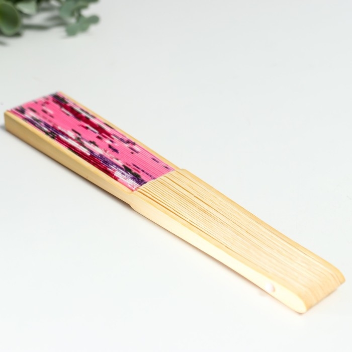 Веер бамбук, текстиль h=21 см Веер бамбук, текстиль h=21 см "Цветы" с чехлом, розовый