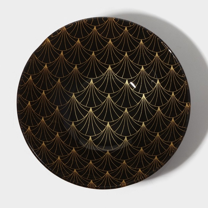 Набор тарелок стеклянных Доляна «Золотое перо», 19 предметов: 6 десертных тарелок, 6 обеденных тарелок, 6 мисок, салатник Набор тарелок стеклянных Доляна «Золотое перо», 19 предметов: 6 десертных тарелок, 6 обеденных тарелок, 6 мисок, салатник