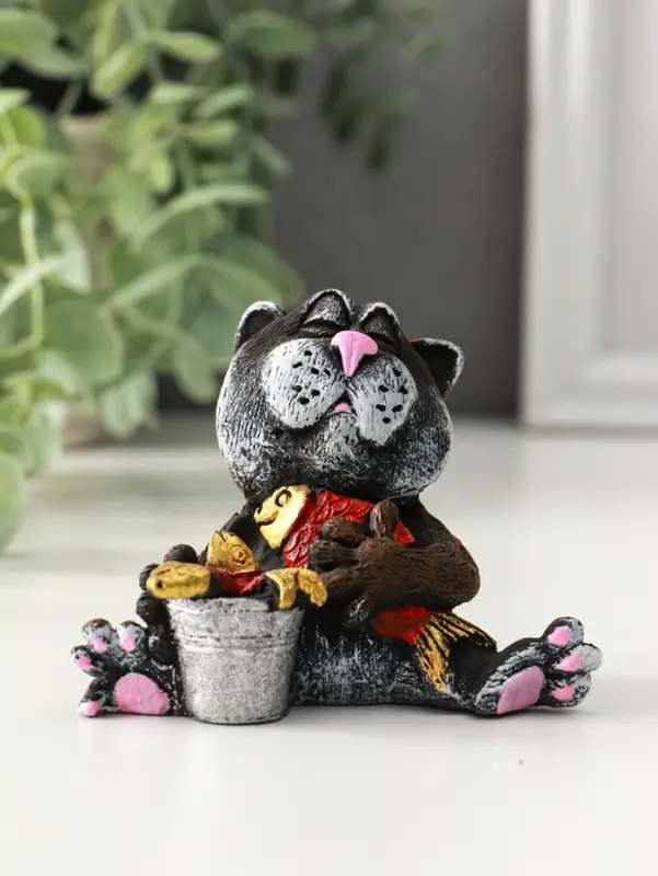 Фигурка полистоун &laquo;Кот на рыбалке&raquo;, 10 см