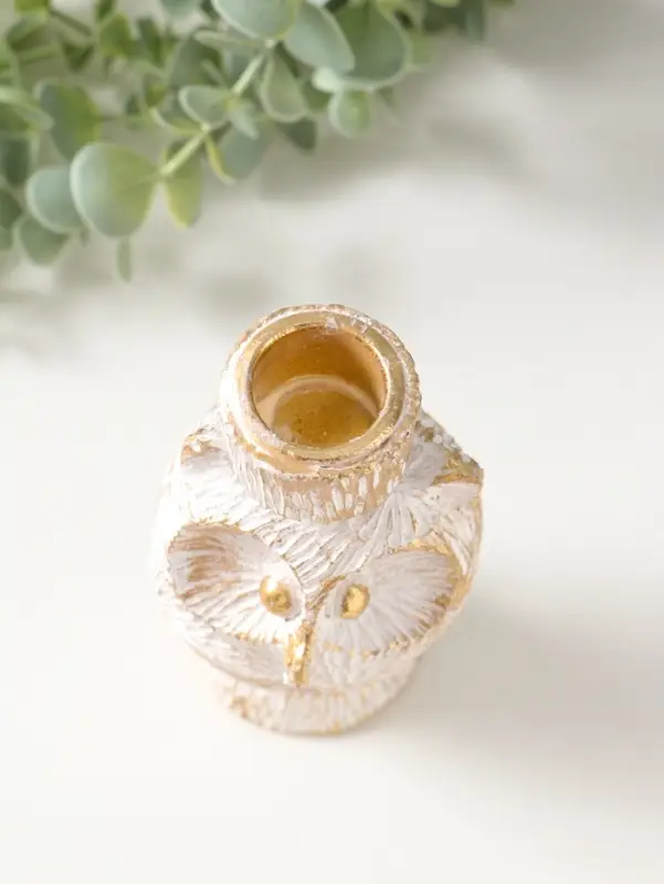 Подсвечник полистоун на 1 свечу "Филин. Золотые круги" d=2,2 см 7х6,5х14 см