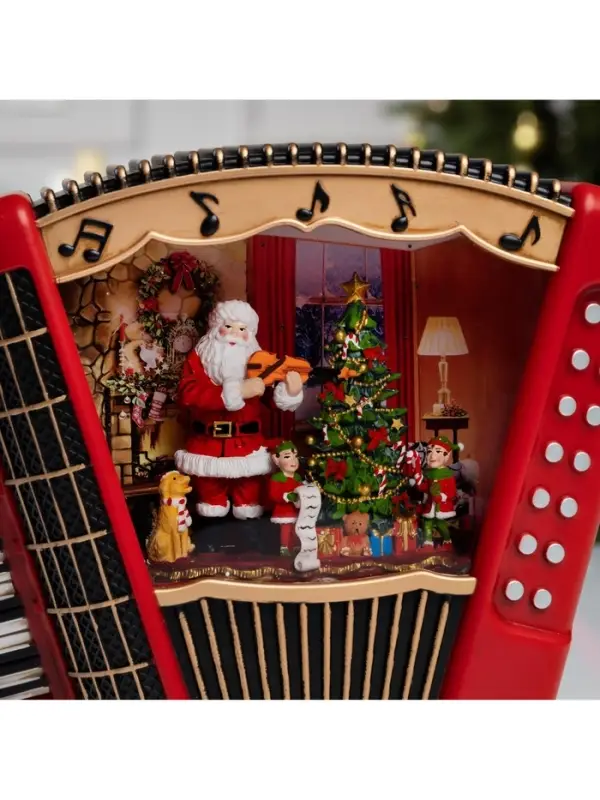 Светодиодная фигура &laquo;Волшебная гармонь&raquo;, 18.5&times;6.3&times;23 см, музыка, от батареек ААх3, USB, свечение тёплое белое