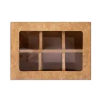 Коробка для 6 конфет с окном, крафт, 13.7×9.85×3.85 см
