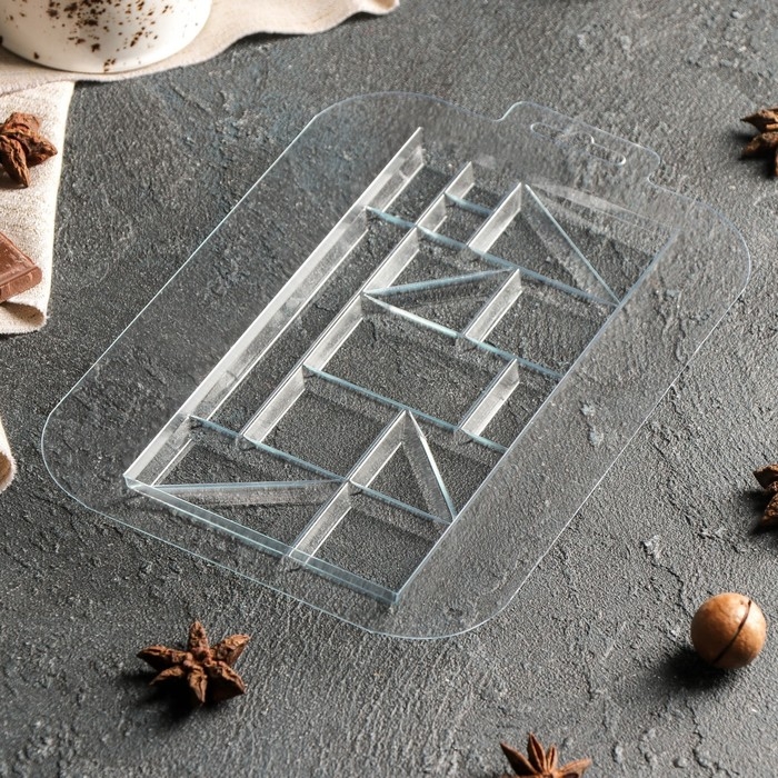 Форма для шоколада «Плитка Экстравагант», 17×8,5×1 см, пластик, прозрачная Форма для шоколада «Плитка Экстравагант», 17×8,5×1 см, пластик, прозрачная