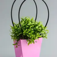 Сумка для цветов розовая влагостойкая, 12&times;12 - 8&times;8 - 12.5 см