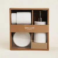 Аксессуары для ванной SL Home, 3 предмета: дозатор, мыльница, стакан, белые