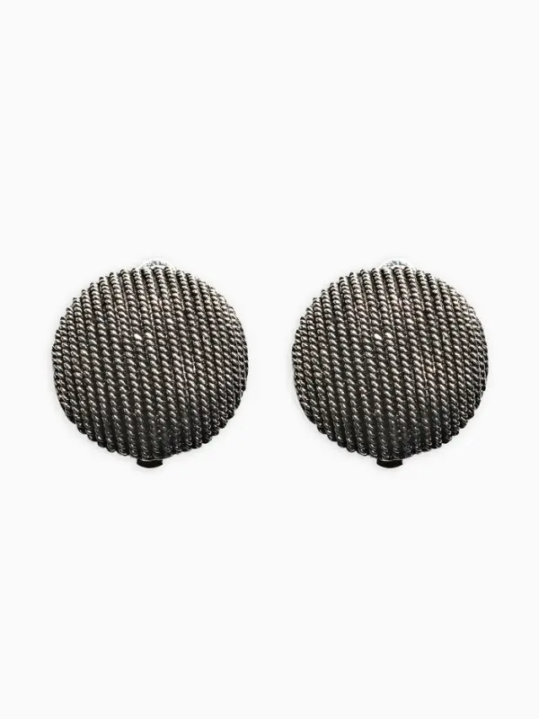 Клипсы Клипсы "Винтаж" кург рубчик, цвет чернёное серебро