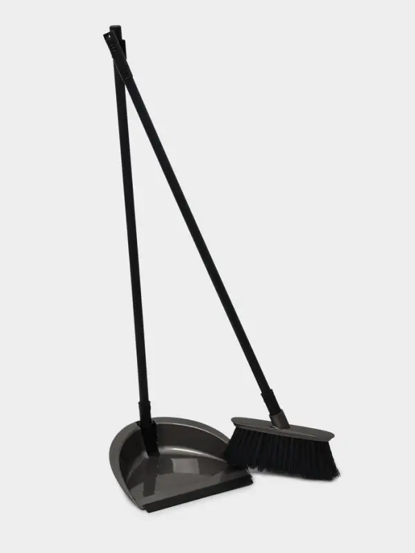 Щётка для пола с совком и кромкой Svip &laquo;Классика&raquo;, пластик, 8&times;24&times;88 см, серый