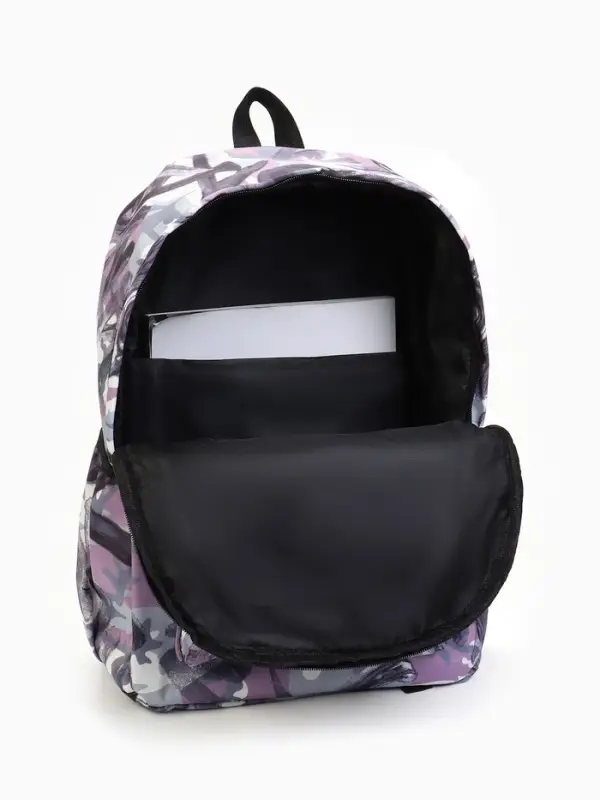 Рюкзак школьный на молнии, с карманами, с принтом, размер 30&times;13&times;42 см, сиреневый