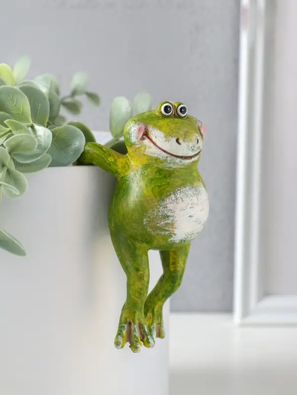 Сувенир полистоун на кашпо "Улыбающийся лягушонок" 11,5х5х6 см