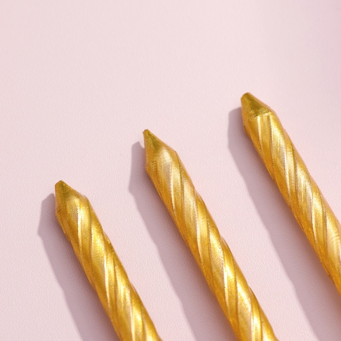 Свечи в торт  Свечи в торт "Спираль", 6 см, золотые, набор 10 шт