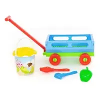 Набор игрушек для песочницы, 6 предметов: тележка, ведро, ситечко, лопатка, грабельки, формочка