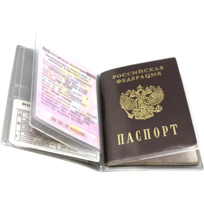Обложка для паспорта черного цвета, с файлами для авто. 2812.АП-207