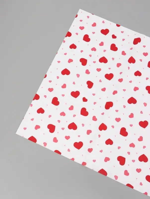Пленка для цветов, &laquo;Сердца на белом&raquo;, красная, 57&times;57 см