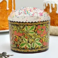 Форма бумажная для кулича Деко-про «Хохлома», 13.4×10 см, МИКС
