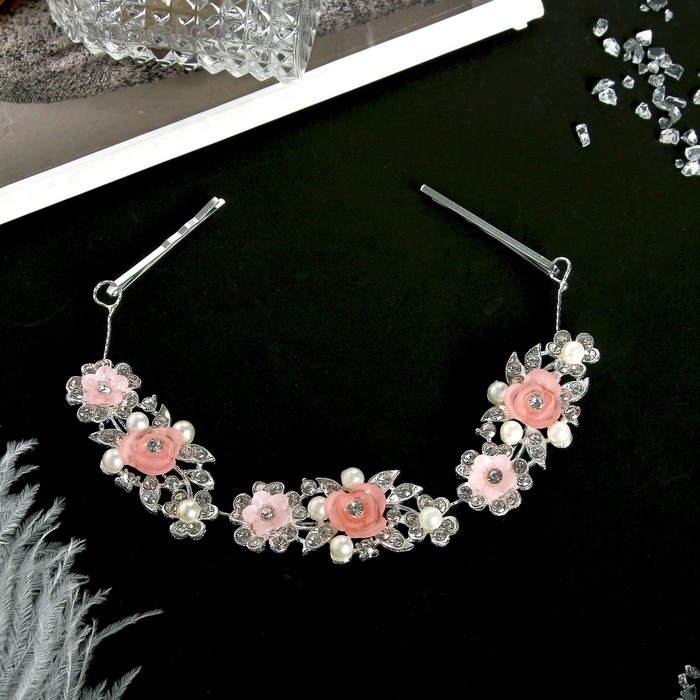 Аксессуар для волос  Аксессуар для волос "Мальви" нежные розочки, 17 см, серебро