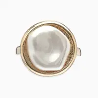 Кольцо &laquo;Перламутр&raquo;, круг, белое в золоте, безразмерное