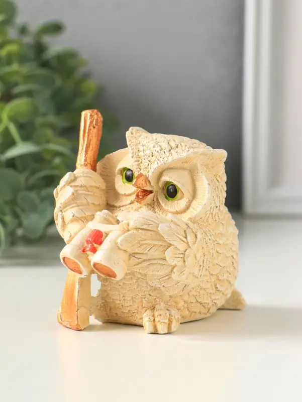 Фигурка гипс &laquo;Сова с биноклем&raquo;, 8&times;7 см, слоновая кость