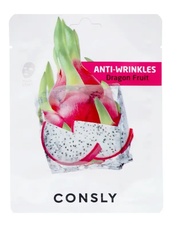Антивозрастная тканевая маска с экстрактом драгонфрута, 20мл, CONSLY