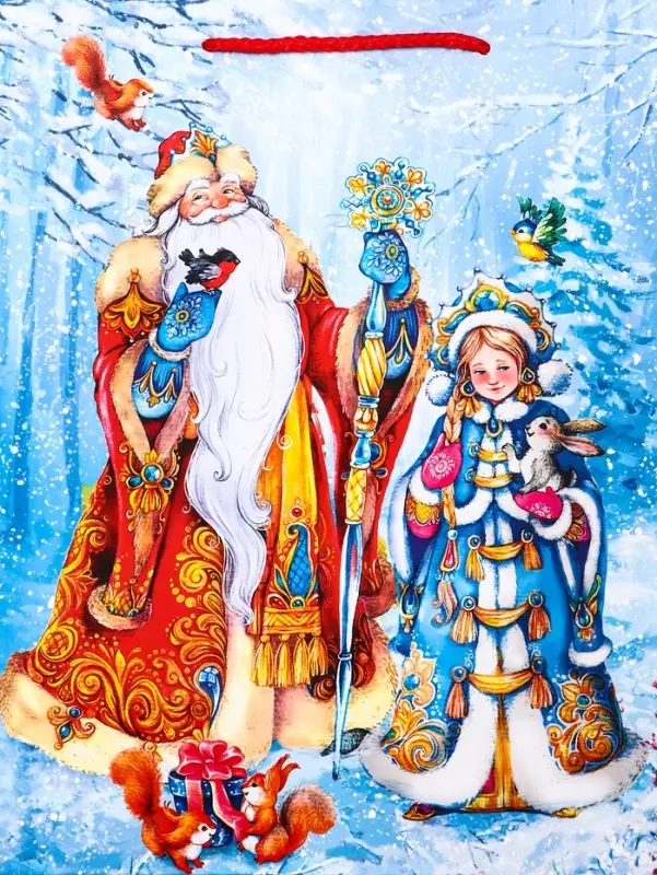 Пакет подарочный новогодний ламинированный, «Дед Мороз и снегурочка» , 26×12×32 см Пакет подарочный новогодний ламинированный, «Дед Мороз и снегурочка» , 26×12×32 см