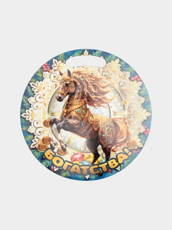 Доска разделочная сувенирная Дарим Красиво «Символ года. Богатства», d=25.5 см, дерево, разноцветная