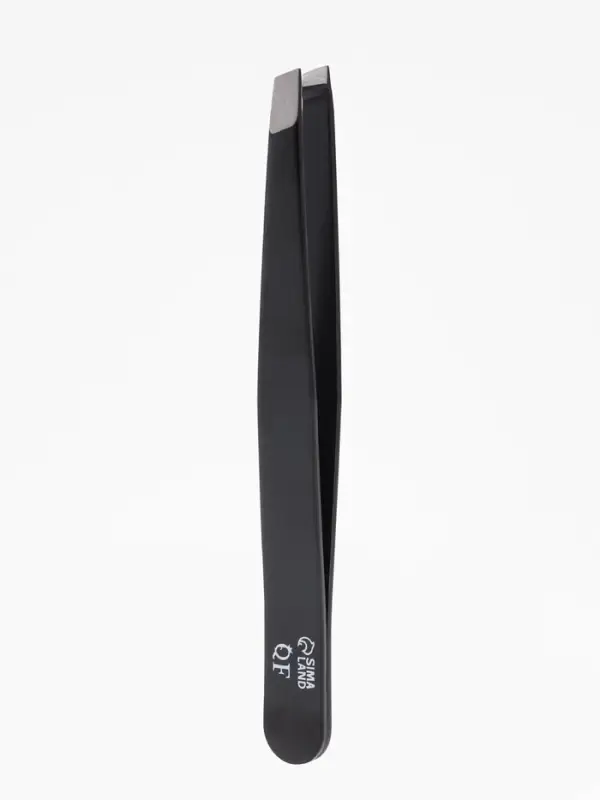 Пинцет для бровей профессиональный, скошенный, широкий, 9.6 см, чёрный