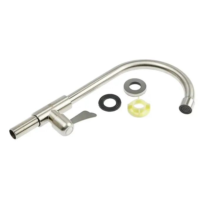 Моносмеситель ZEIN Z01, нержавеющая сталь, поворотный излив, сатин