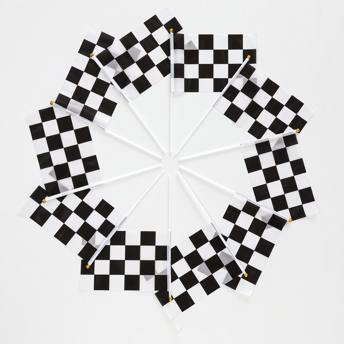 Флаг Гонок, финишный, формула 1, набор 10 шт, 14 х 21 см, полиэстер Флаг Гонок, финишный, формула 1, набор 10 шт, 14 х 21 см, полиэстер