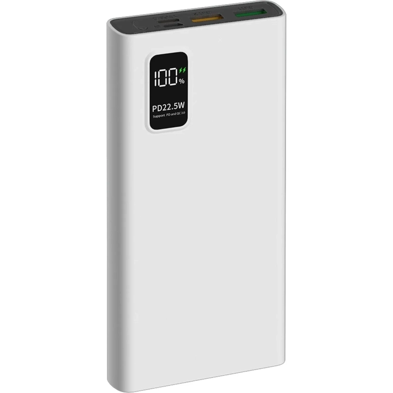 Внешний аккумулятор PERO PB05 10000 mAh,Li-Pol,output USB-C + 2USB-A,белый