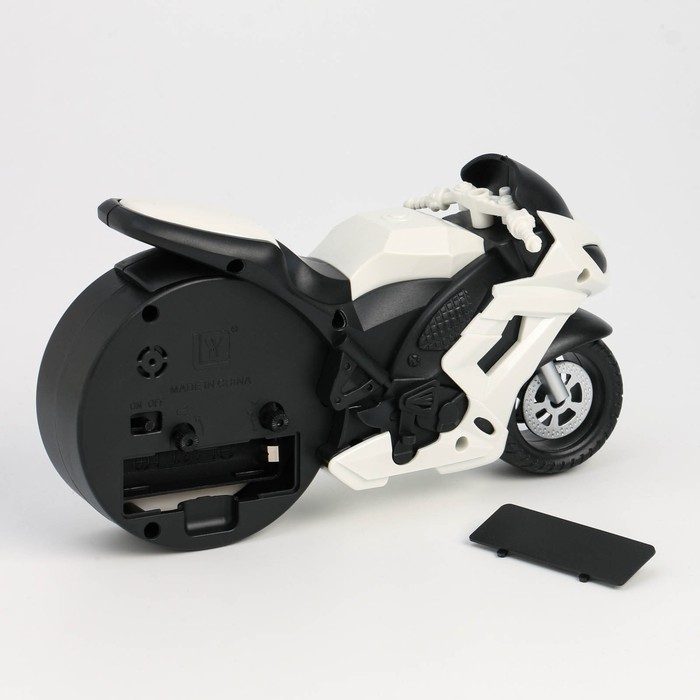 Часы - будильник настольные  Часы - будильник настольные "Мотоцикл" детские, дискретный ход, d-7 см, 19 х 10 см, АА