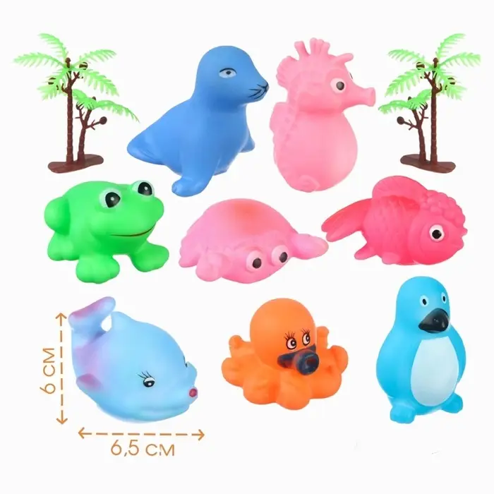 Резиновые игрушки для ванны Крошка Я &laquo;Животные&raquo;, с пищалкой, в наборе 10 шт.