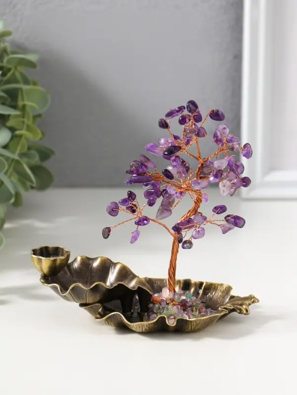 Подставка под благовония "Лягушка в фонтане у дерева" 72 камня 8,5х13х15 см