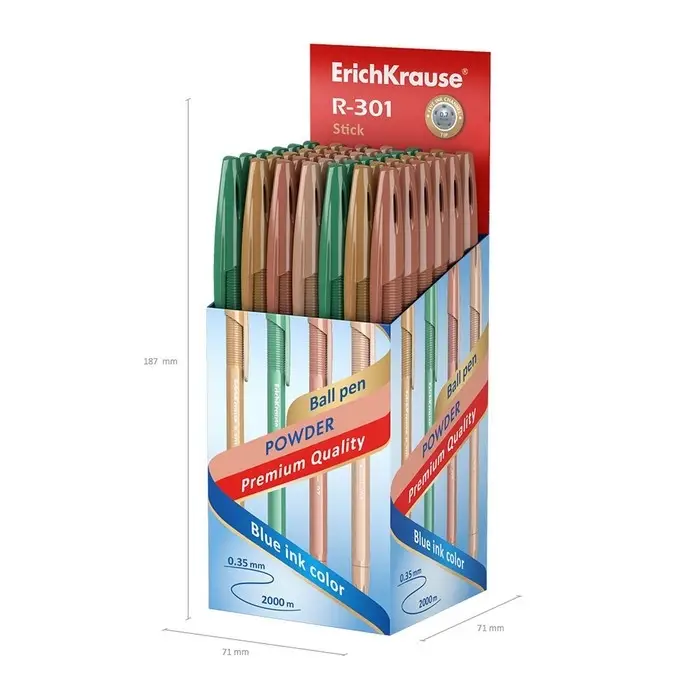 Ручка шариковая ErichKrause R-301 Powder Stick, узел 0.7 мм, цвет чернил синий, корпус пастель МИКС Ручка шариковая ErichKrause R-301 Powder Stick, узел 0.7 мм, цвет чернил синий, корпус пастель МИКС