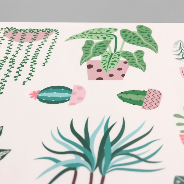 Наклейка пластик интерьерная цветная Наклейка пластик интерьерная цветная "Комнатные растения" 40х60 см